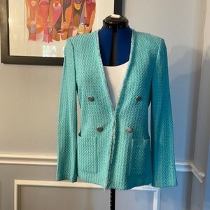 St John NWOT knit blazer in aqua size 4